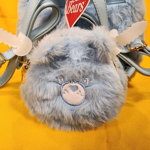 Care Bears Skinny Dip Blue Plush Furry Cosplay Mini Backpack Coin Bag Set main image 5